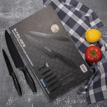 Siyah Bıçak Setleri Paslanmaz Çelik Mutfak Bıçakları Seti Şef Dilimleme Ekmek Yardımcı Soyma Bıçağı Seramik Soyucu mutfak bıçağı