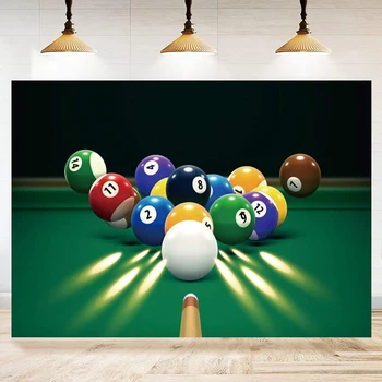 Snooker Fotoğraf Backdrop Bilardo Topları İçin Yeşil bilardo masası Fanlar Doğum Günü Arka Plan Parti Tema Kek Masa Afiş Dekor