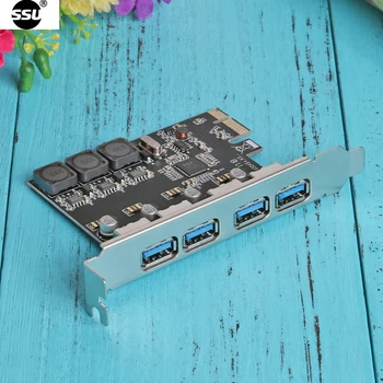 SSU U3V04S + 4 Port USB 3.0 PCIe Genişleme Kartı PCI Express USB Hub Adaptörü Dönüştürücü Adaptör Bileşen Adaptörü