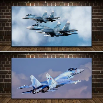 Su 35 Süper manevra kabiliyeti Uçak Su 27sm3 Flanker Fighter Tuval Boyama Posterler Baskı Duvar Sanatı Oturma Odası ıçin Ev Dekor