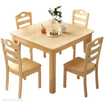 Tüm katı ahşap yemek masası Ve Sandalye Kombinasyonu Modern Basit Çin Tarzı Küçük Daire yemek masası Kare Ev