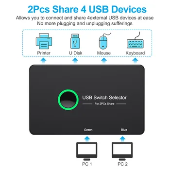 USB 3.0 Anahtarı Seçici 4 USB Paylaşım Portu Tek tuşla Anahtarı USB 3.0 İki Yönlü Paylaşımcı Bilgisayar Fare için USB Yazıcı Paylaşımı