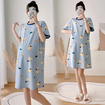 Yaz Doğum Sonrası Kadın Emzirme Elbise Moda Baskılı Kısa Kollu Annelik Emzirme Pijama Gebelik Hemşirelik Pijama