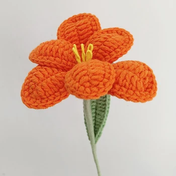 Yeni Örgü Çiçek Laleler Sahte buket çiçekler Düğün Dekorasyon El dokuması Ev Masa Süslemeleri Yaratıcı Örgü Buket