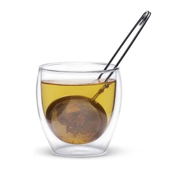 Yeniden kullanılabilir paslanmaz çelik çay demlik küre örgü çay süzgeci Herb Spice filtre