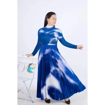 YUDX Miyake issey Miyake Pilili Takım Elbise kadın 2023 İlkbahar Yaz Yeni Moda Baskı Tüm Maç Büyük Ücretsiz Boyut İnce Üst ve Etek 2 adet Set