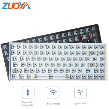 ZUOYA Sıcak Swap Özelleştirilmiş Mekanik Klavye Kiti 2.4 Ghz Kablosuz Bluetooth 3 Modu oyun klavye için Mac Android Pencere