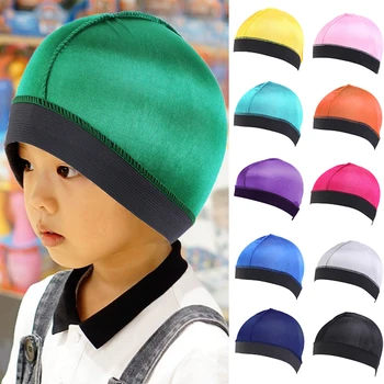 Çocuklar Kubbe Dalga Kap İpek Kaput Saten Elastik Nefes Türban Şapka Saç Şapkalar Bonnets Şapkalar Fedoras Bere Çocuklar İçin