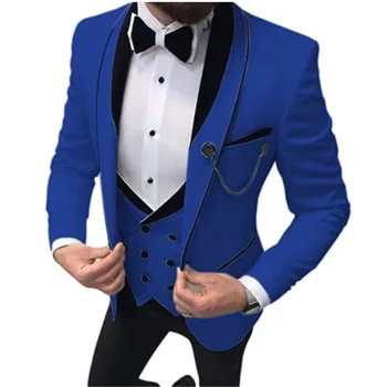 Özel Yapılmış 3 adet Set Pantolon Takım Elbise Yelek / 2023 Moda Yeni erkek Rahat Butik İş Damat Düğün Takım Elbise Blazers Ceket Ceket